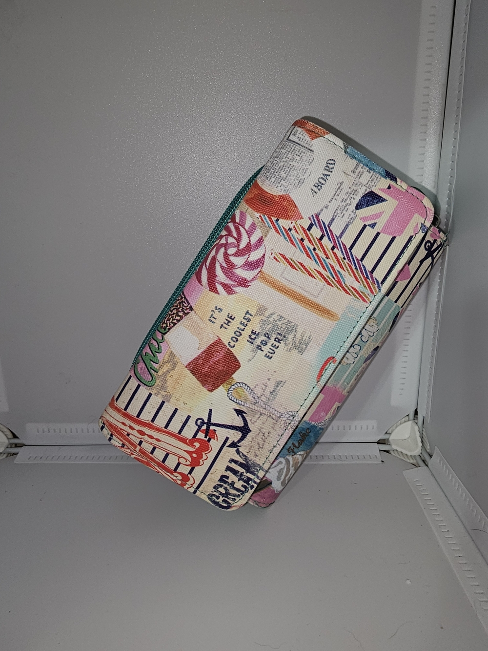 Colorful Candy-Print Zip Around Wallet - Multicolor